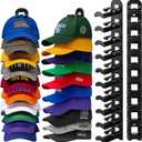 2 x Hat Hook for Wall, 2 Pack Hat Organizer Hold up to 20 Hats,Hat Holder with Strong Adhesive and 8 Pack Screws, Cap Holder Hat Hangers for Wall Closet Door and Bedroom(B-Black)