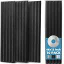 Art3d 10-Pack Peel and Stick Acoustic Panels with Acrylic Tape - 12 x 48 inches, Self Adhesive Sound Absorbing Polyester Wall Panels for Home Office Studio, Black