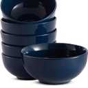 KooK Soup Bowls, Cereal Bowl, Ceramic, Bowls for Kitchen, Microwave, Dishwasher and Freezer Safe, Porcelain Dishes for Pasta, Salad, Oatmeal, Deep Interior, 20 oz, Set of 6, (Navy)