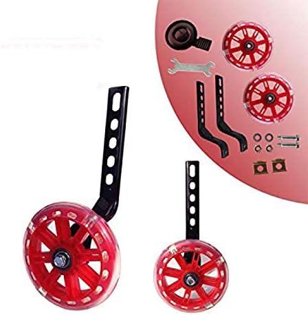 training wheels flash mute wheel bicycle stabiliser mounted Kit compatible for bikes of 12 14 16 18 20 Inch 1 Pair (red)