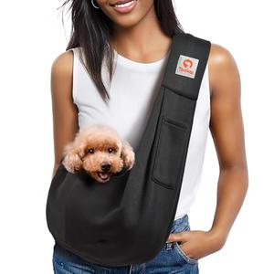 Tomkas Small Dog Sling Carrier - Classic Pocket & Classic Strap - Wrap Carrier - for 3-10 lbs Pets(Black)
