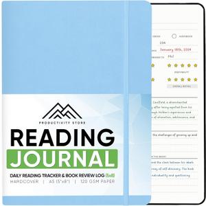 PRODUCTIVITY STORE Reading Journal, Book Journal & Book Tracker - Best Gifts For Book Lovers & Gifts For Readers - 65 Book Reviews - A5, 5.8 x 8.3 - Blue