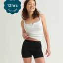 saalt Leakproof Teen Sport Shorts Period Underwear - Soft-Stretch, High-Rise, Machine Washable (Small, Volcanic Black - Super Absorbency)