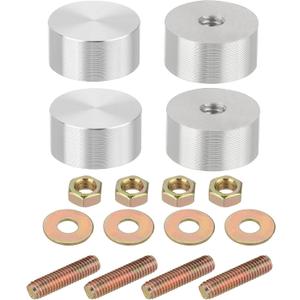 uxcell M6 Thread 20mm Diameter 10mm Thick Round Shape Aluminum Disc Set of 4 - with Mounting Screws, Glass Table Top Aluminum Circle Disc Adapter for Glass Table Tea Tables