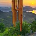 Bamboo Wind Chimes Outdoor,Wooden Wind Chimes for Outside with Melody Deep Tone,38" Classic Zen Garden Windchime for Relaxation, Grace.Home Décor for Patio, Garden or Indoor