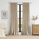 PRIMROSE Champagne Polyester Velvet Curtains 96 inch Long for Living Room,Set of 2 Panels Blackout Rod Pocket Back Tab Window Treatment Room Darkening Heavy Decorative Curtains Drapes for Bedroom