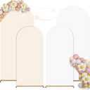 Arch Backdrop Cover Set of 2(6ft/7.2ft) Double Color Wedding Arch Cover Spandex Fitted Arch Covers, Round Top Arch Backdrop Cover for Baby Party Birthday Banquet Shower (White+Cream)