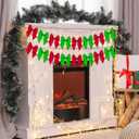 2 x 4 Pcs Red Green Christmas Bow Garland Banner 20ft Pre-Strung Bow Ornaments for Christmas Tree, Wreath, Staircase, Fireplace, Door Wall Hanging Decoration for Xmas Holiday Home Baby Shower Supplies