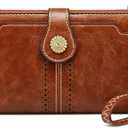 S-ZONE Vegan Leather Crossbody Bags for Women Small Cell Phone Purse RFID Blocking Clutch Purses with 2 Straps (Dark Brown)