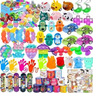 117 Pcs Party Favors for Kids 4-8, Birthday Gift Toys, Pop Fidget Toys, Treasure Box Toys, Carnival Prizes, School Classroom Rewards, Pinata Stuffers, Goodie Bags Filler for Boys Girls 8-12