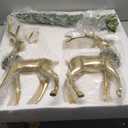 Newman House Studio Standing Reindeer Tree Figurine Christmas-Decor - 3PC Large Christmas Reindeer Decor Indoor Gold Resin Deer with Tree Statue White Farmhouse Decor 10.75 * 7 * 20.25 inch