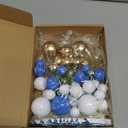 NEBURORA 64 Pcs Balls Cake Toppers and Leaves Decoration Set Mini Balloons for Cake Decorating Supplies Balls Cake decorations for Baby Shower Cake Toppers Birthday Cake Decorations(Blue Gold