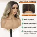 Long Wavy Ombre Blonde Wig for Women Glueless Lace Hairline Synthetic Lace Front Wigs for Daily Party Cosplay Use 24 Inch Ombre Blonde