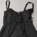 YATHON Women's Summer Midi Corset Boho Dresses Casual Floral Spaghetti Straps Lace Up Dress Flowy Aline Beach Sundress Size L Black
