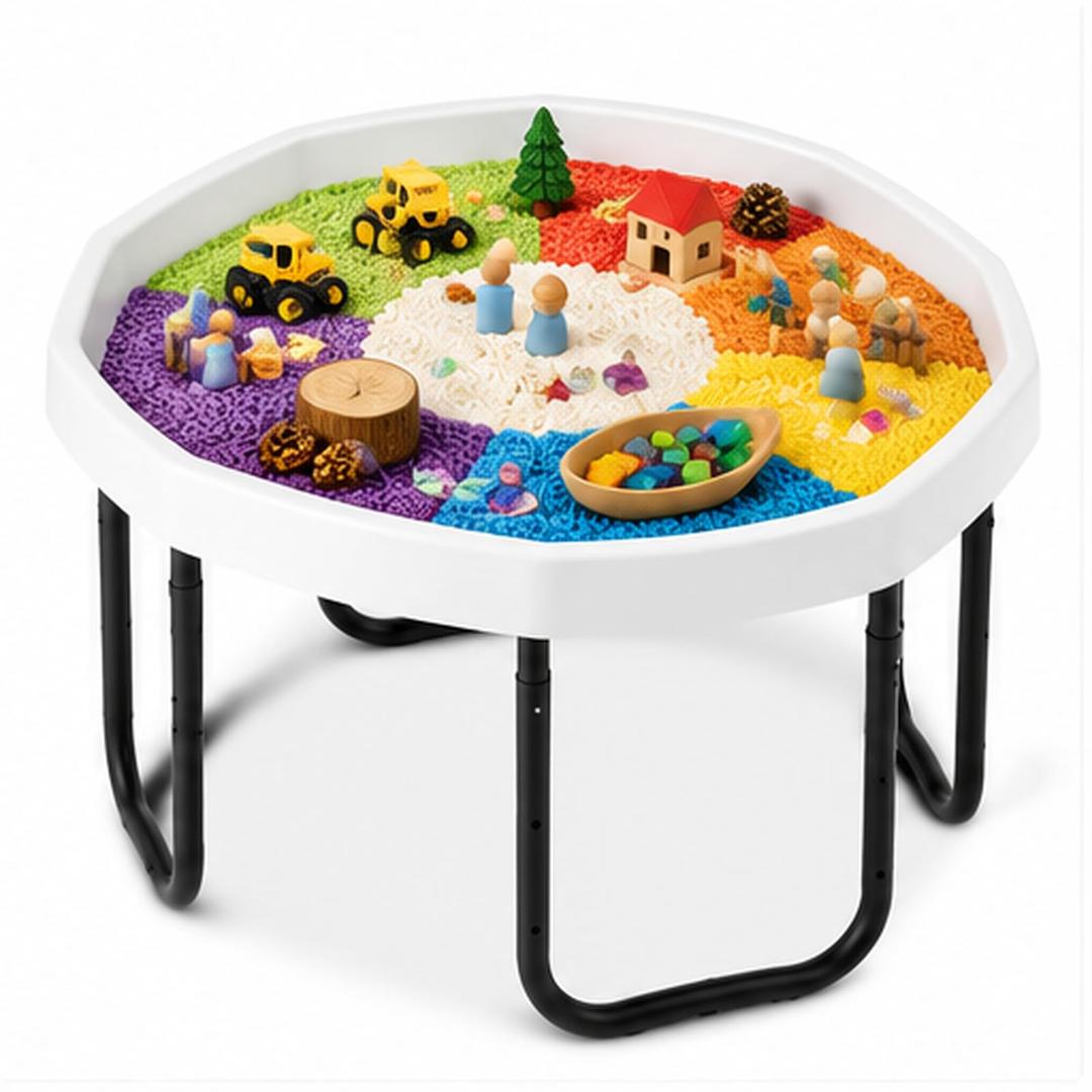 Gemscream 28 Inch Large Play Sensory Tray with Adjustable Stand, White