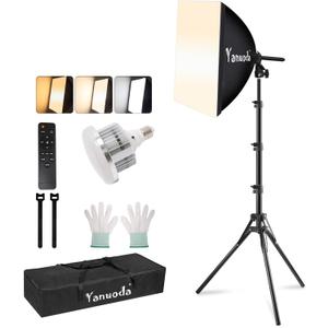 Softbox Photography Lighting Kit with Telecontrol, 16"x16" Softbox Light Kit, 95W 3000K-7500K LED Bulb(CRI 97 & TLCI 97), Soft Box Lights for Video Recording/Live Streaming/Photography