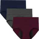 INNERSY Women's Period Underwear High Waisted Postpartum Menstrual Panties 3 Pack (X-Large, Dark Vintage)