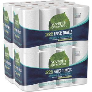 Seventh Generation 100% Recycled Paper Towels, 2-ply, 8 Count, Pack of 4