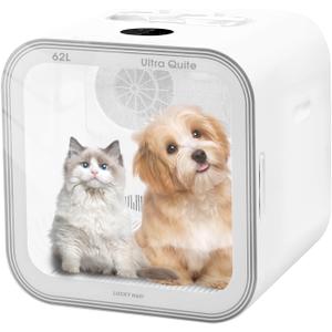 LUCKY NAVI Automatic Pet Dryer Box for Cats and Small Dogs, Ultra Quiet 62L Big Capacity Dog Dryer Box, Cat Dryer Cage with Smart Temperature Control, 360 Pet Dryer Box (61.1L)