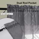 2 x Lecloud Wasa Charcoal Grey Sheer Curtains 63 Inch Length Set of 2, Classic Solid Jacquard Curtains, Light Filtering & Lightweight Gauzy Window Treatments for Bedroom, 42 W x 63 L