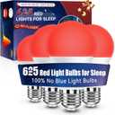 Neporal 625nm Red Light Bulbs for Sleep 9W, 100% Blue Light Blocking Red Night Light, Sleep Light Bulb for Melatonin Promoting, A19 60W Equivalent Dim Light Bulbs for Bedroom, Baby Nursery,4 Packs
