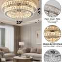 Ceiling Fan with Lights and Remote, 20" Chrome Fandelier | Reversible DC Motor Low Profile Chandelier Fan, 3 Color LED 6 Speed Timer Fan Light Fixture for Dining Bedroom Farmhouse
