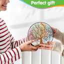 Tuitessine Big Size Tree of Life Stained Glass Suncatcher Four Season Theme Colorful Leaves Wall Window Hanging Ornament Hand-Painted Glass Panel Gift for Women Christmas Thanksgiving Gift 7.9 7.9''