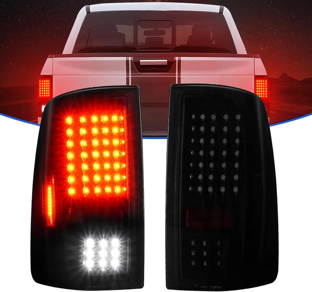 LED Tail Lights Fit for Dodge Ram 1500 2009-2010, 2500 3500 2010, for Ram 1500 2500 3500 2011-2018, 1500 Classic 2019(Only Fit FactoryHalogen Version and 921 Reverse Bulb),Smoke Lens