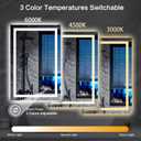 20"x 28" Led Mirror for Bathroom with Front Light and Backlit, Dimmable, 3 Colors Led Mirror, Memory Function, Anti-Fog, Led Vanity Mirror for Wall, Tempered Glass, Shatter-Proof