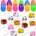 12PCS Easter Eggs Filled with Pull Back Car Toys, Easter Basket Stuffer for Toddler Boy Girl, Plastic Easter Eggs Filler Easter Gift for Kids, Goodie Bag Fillers, Easter Egg Hunt Party Favor