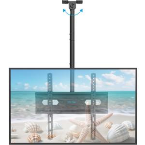 USX STAR Ceiling TV Mount for 26-65 inch Flat Screen Displays, Adjustable Ceiling TV Bracket Fits Most LCD LED OLED TVs, 14.96Inch Single Extended Mounting Pole, Holds up to 110lbs, Max VESA 400x400mm