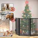 Dog Gate Free Standing with Door for Stairs, 36" Tall Dog Fence Freestanding Indoor Outdoor Use for Doorways, Metal Black 4 Panels