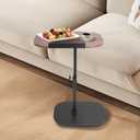 C-Shaped End Table Adjustable Height, 360 Swivel Side Couch Tables, Raise Laptop Desk for Living Room, Bedroom, Bedside, Small Spaces- 19.69''L x 12.99''W (Walnut)