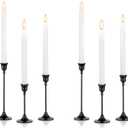 Nuptio Black Candle Holder Candlestick Holders Candle Sticks Holder Tapered Candle Holder Gothic Taper Candle Holders for Halloween Christmas Party Mantel Dinner Home Decoration 2 Sets(6 Pcs)