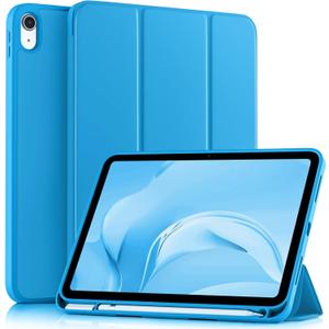 Akkerds Compatible with iPad (A16) 11th Generation Case 11 Inch 2025, for iPad 10th Generation Case 10.9 Inch 2022 with Pencil Holder, Slim Trifold Stand Protective Cover with Soft TPU Back,Light Blue