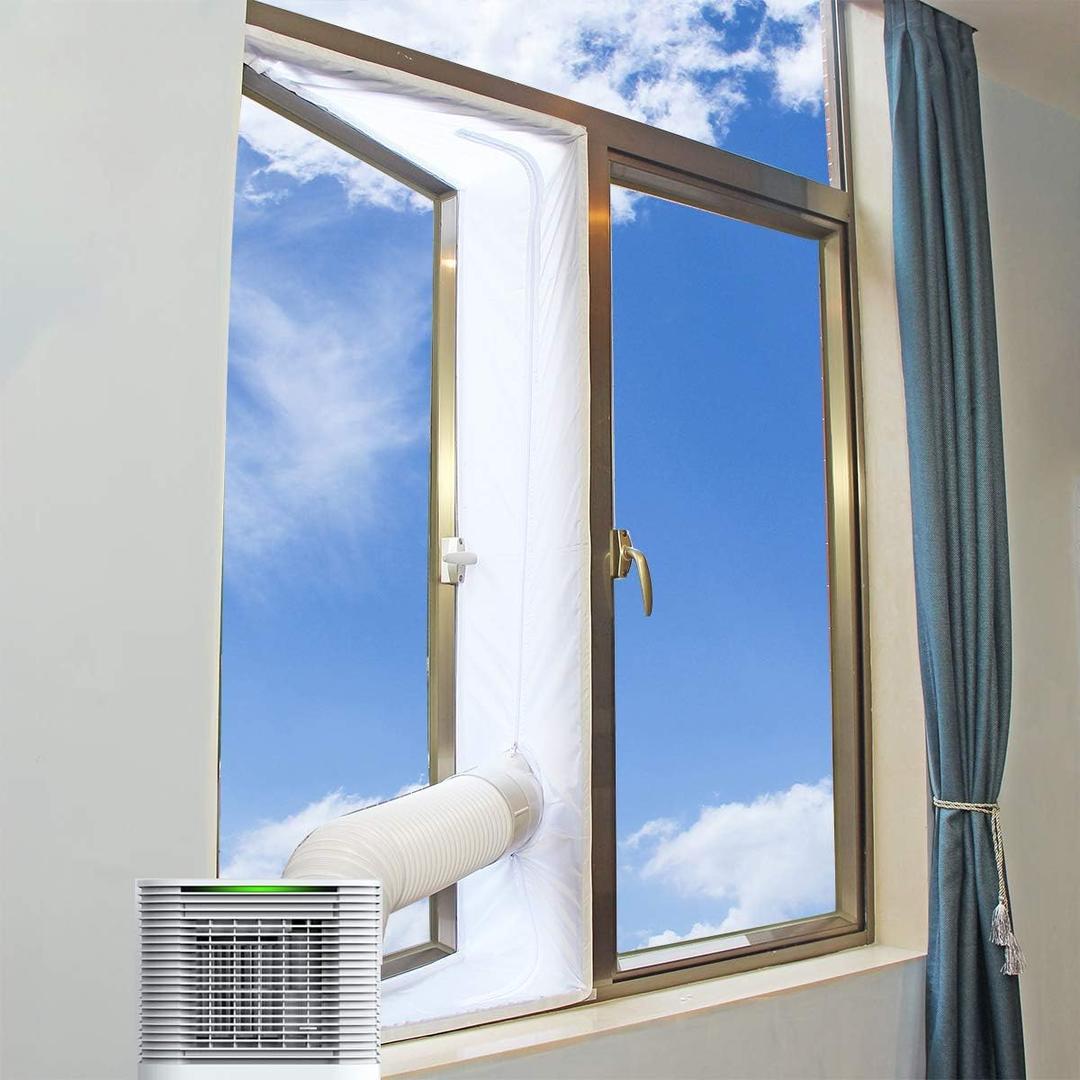 400 cm/157 is; Universal Window Seal for Portable Air Conditioner and Tumble Dryer:Easy to Install - Air Exchange Guards with Zip and Adhesive Fastener