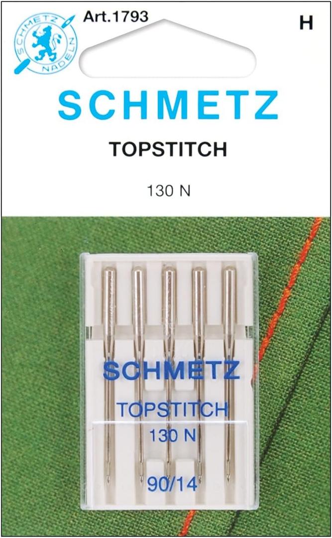 SCHMETZ Topstitch Sewing Machine Needles - Quilting & Topstitching Supplies, Size 90/14, 5-Needle Cards, Pack of 1