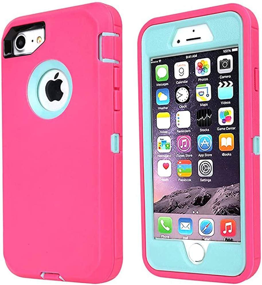 Annymall Case Compatible for iPhone 8 & iPhone 7, Heavy Duty [with Kickstand] [Built-in Screen Protector] Tough 4 in1 Rugged Shorkproof Cover for Apple iPhone 7 / iPhone 8 (Pink)