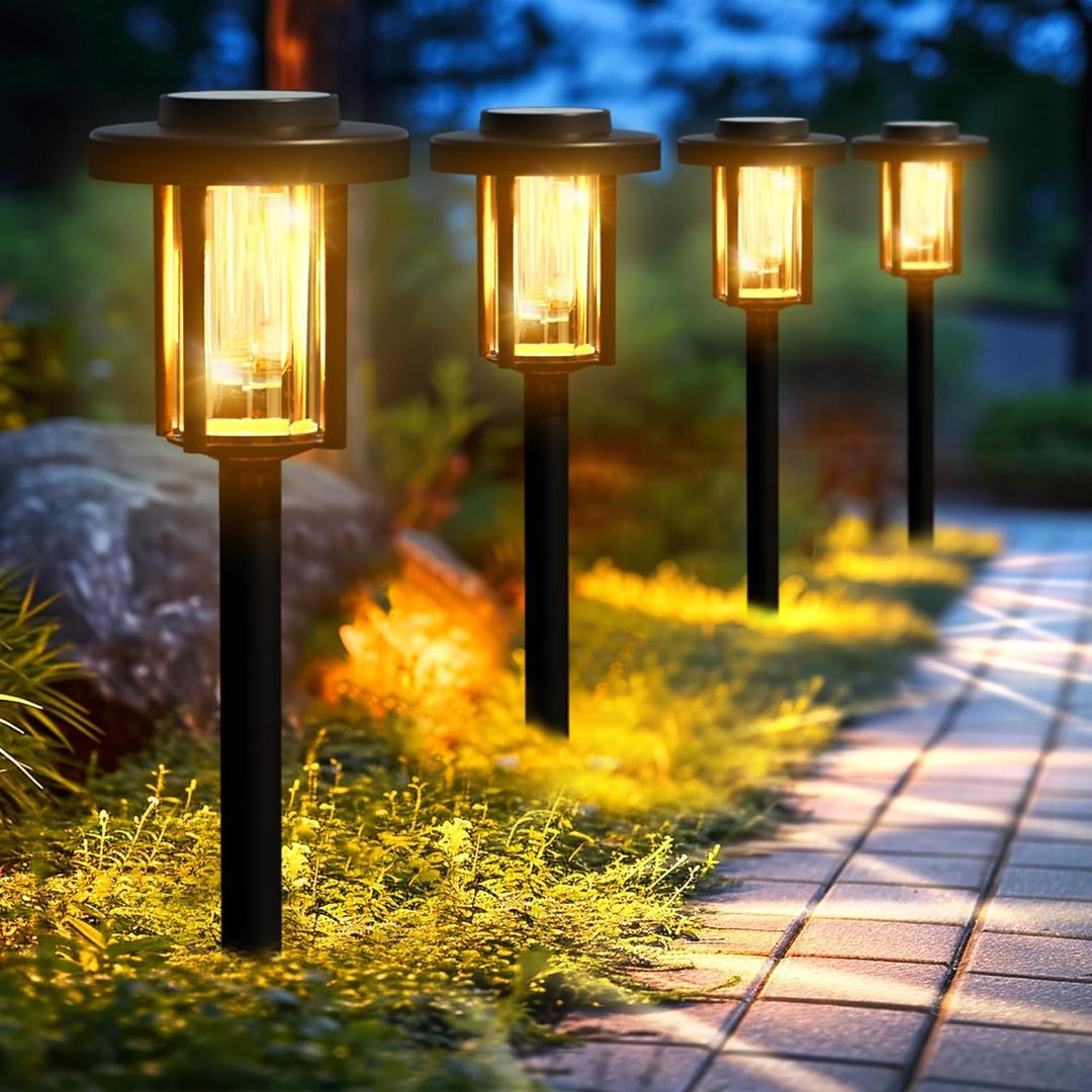 GIGALUMI Solar Pathway Lights Outdoor, 8Pack Gardening Light IP65 Waterproof Landscape Lighting for Yard and Walkway, Garden Decorations for Outside Patio Porch, Warm White