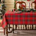 JIALE Christmas Red Green Checkered Tablecloth Rectangle - 52 x 70 Inch Waterproof Stain Resistant Buffalo Plaid Table Cloth, Washable Gingham Table Cover for Xmas Decoration/Dinner/Party/Holiday