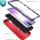 YmxhcY Case Designed for Galaxy S23 with Self Healing Flexible TPU Film[2 Pack] and Lens Protective Film[2 Pack],3-in-1 Heavy Protection Cover for Samsung Galaxy S23 6.1 D-Red and Black