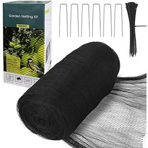 Bird Netting for Garden - 13 x 40 FT Heavy Duty Anti Bird Netting Mesh with Ties and Landscape Staples for Vegetable, Fruit Trees & Other Plants, Lasting Against Birds Deer Squirrels and Poultry