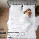 RUVANTI 100% Cotton Sheets Queen Size Bed Set - 300 Thread Count Silky Soft Sateen Weave, Cooling, Lightweight & Breathable, 16" Deep Pocket, Durable & Luxury Satin-Like, 4 Piece, Bright White