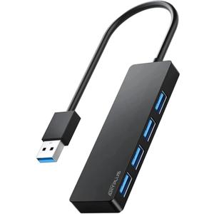 USB 3.0 Hub, 4 Port USB Hub Splitter,Portable USB Adapter Mini Multiport Expander for Desktop, Laptop, Xbox, Flash Drive, HDD, Console, Printer, PC, Keyboards, HP, Dell (0.8 Ft/0.25M, Black-Plastic)