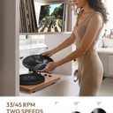 QLEARSOUL SoulBox S1 Vinyl Record Player with Stereo Speakers, Turntable with Built-in Preamp, S-Shaped Tonearm, 33/45 RPM - Walnut