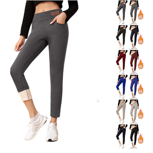 Fleece Lined Leggings Women with Pockets Warm Thick High Waisted Thermal Leggings Soft Wool Leggings Cold Weather size M