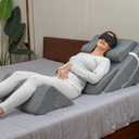 6pc Adjustable Orthopedic Wedge Pillow Set Relieve Acid Reflux, Snoring, Back Pain & Post-Surgery Discomfort (Grey)