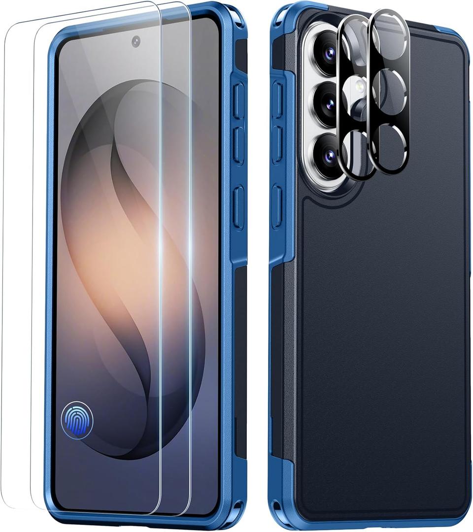 SPIDERCASE Designed for Samsung Galaxy S26 Case, [10 FT Military Grade Drop Protection], 2 Pack [Tempered Glass Screen Protector+Camera Lens Protector] Heavy Duty Shockproof Case,Dark Blue