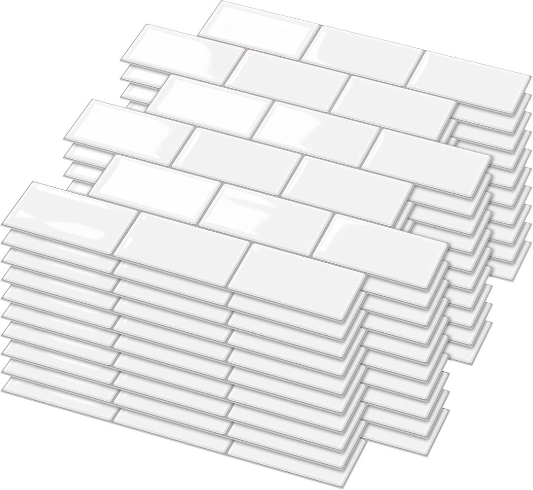 Peel and Stick BacksplashJoysticky 10-Sheet Peel and Stick Backsplash, 12" * 12" Laser Crystal Texture Stick on Tiles Backsplash for Kitchen & Bathroom，Thicker Design Peel and Stick Wall Tiles