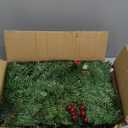 prelit Christmas Garland 9 ft with Lights - Red Style Pre lit Garland for Christmas Holiday Decorations. Thick Branch 230 Tips. 50 led Warm Yellow Lights| Pine Cones Dyed White| Red Berries